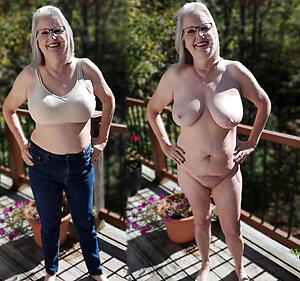 blear with dressed undressed aged woman